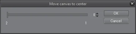 Hộp thoại Move canvas to center trong Clip Studio Paint