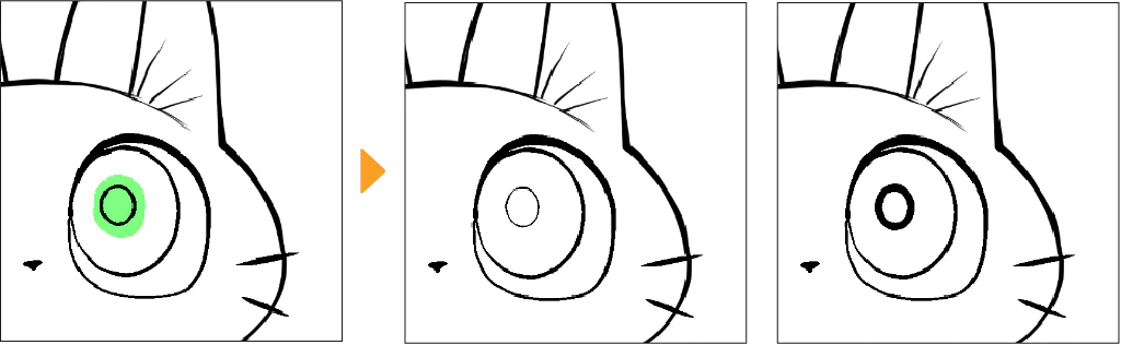 CLIP STUDIO PAINT minh họa công cụ Adjust line width làm mảnh hoặc dày line vector sau khi cleanup