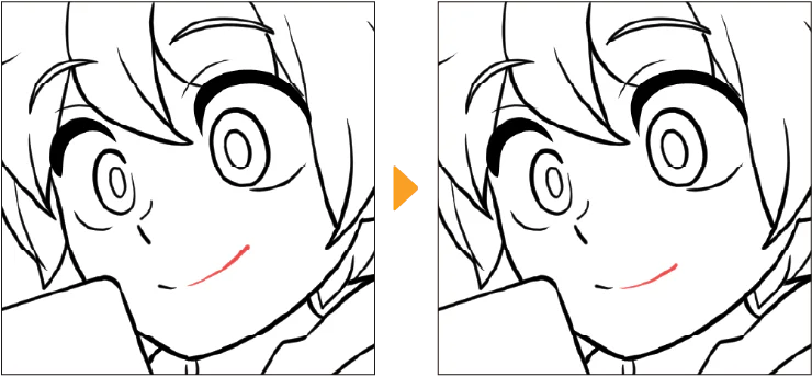 CLIP STUDIO PAINT minh họa Redraw vector line cho phép vẽ đè để thay đổi hình dạng của một vector stroke đã có