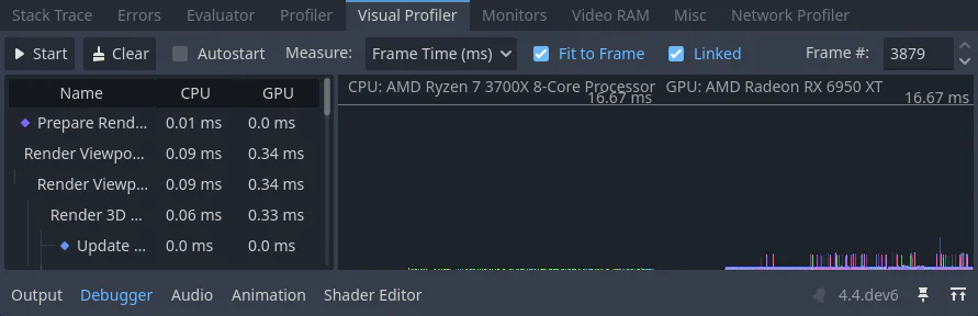 Godot Editor hiển thị Debugger và FileSystem dùng để kiểm lỗi và tài nguyên trong project