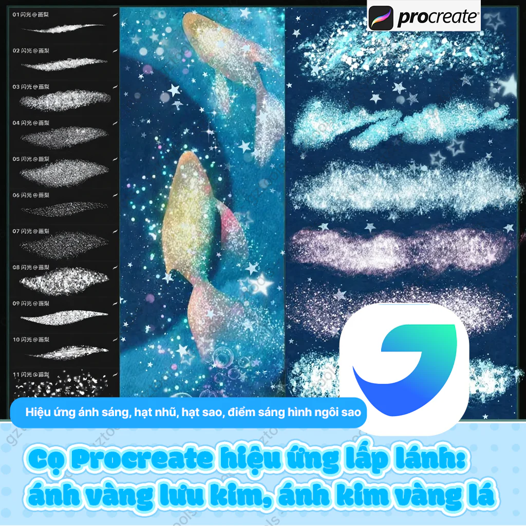 30 Cọ Procreate hiệu ứng lấp lánh