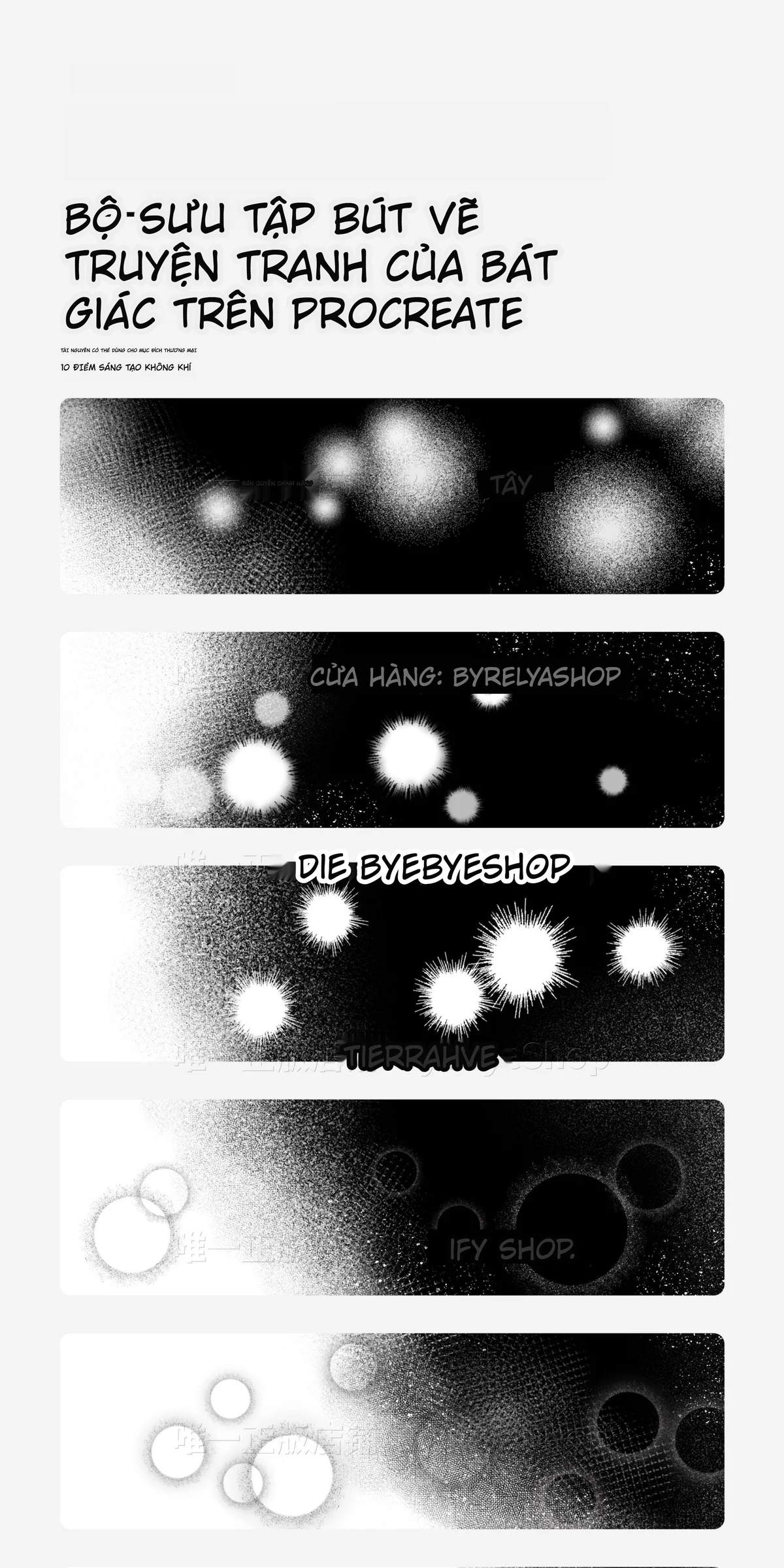 Bộ Cọ Procreate Dành Cho Vẽ Truyện Tranh – Chấm Tone, Viền, Splash Sáng Và Texture - image 10