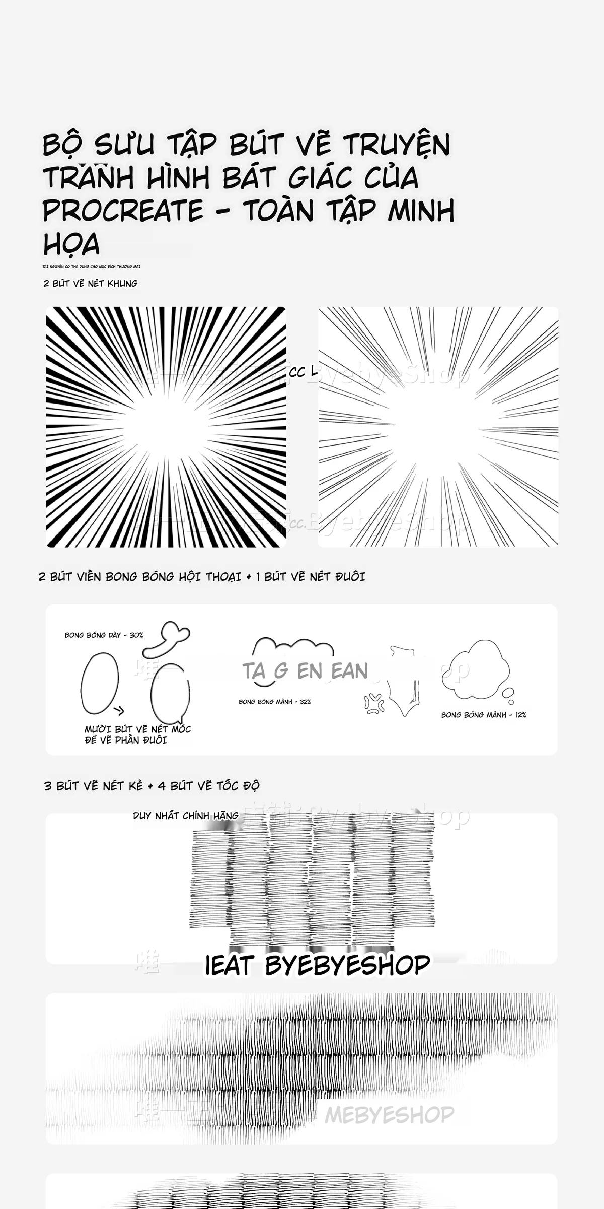 Bộ Cọ Procreate Dành Cho Vẽ Truyện Tranh – Chấm Tone, Viền, Splash Sáng Và Texture - image 7