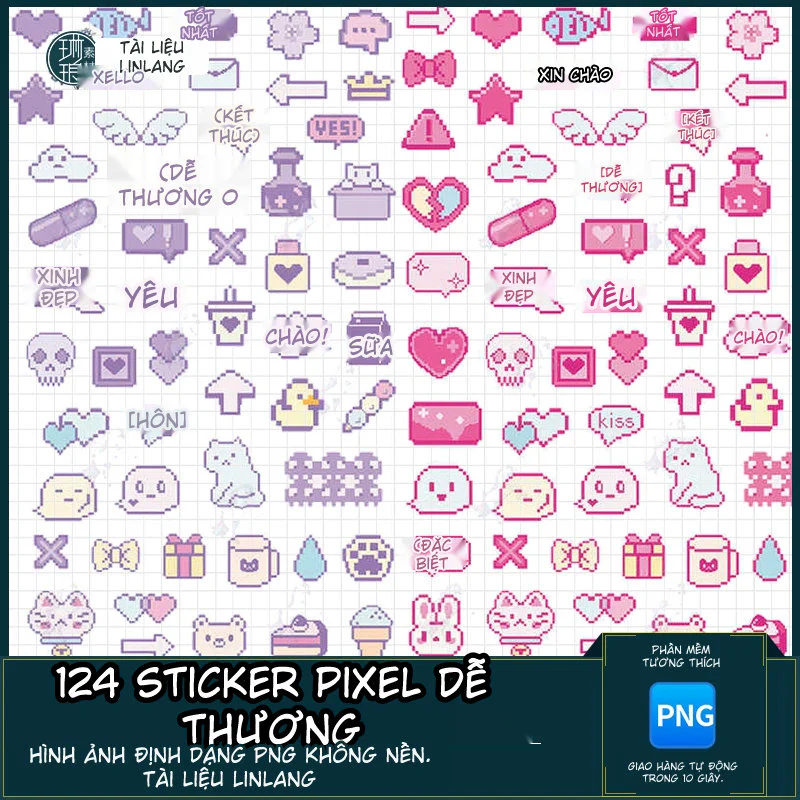 124 Sticker Pixel siêu dễ thương