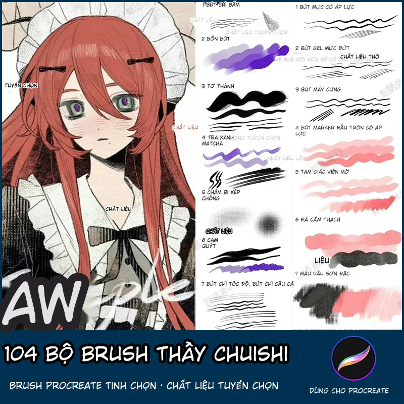 104 Bộ Brush Thầy Chuishi - Procreate