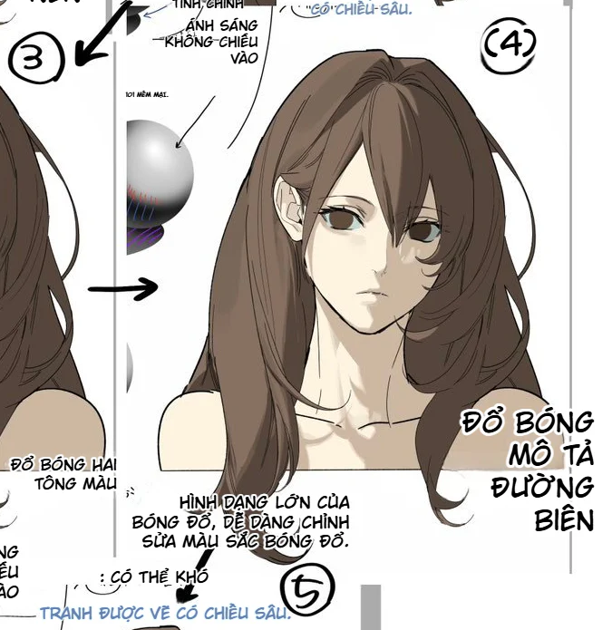 Bước 4 chỉnh hình dạng lớn và ranh giới mảng bóng trên nhân vật Anime