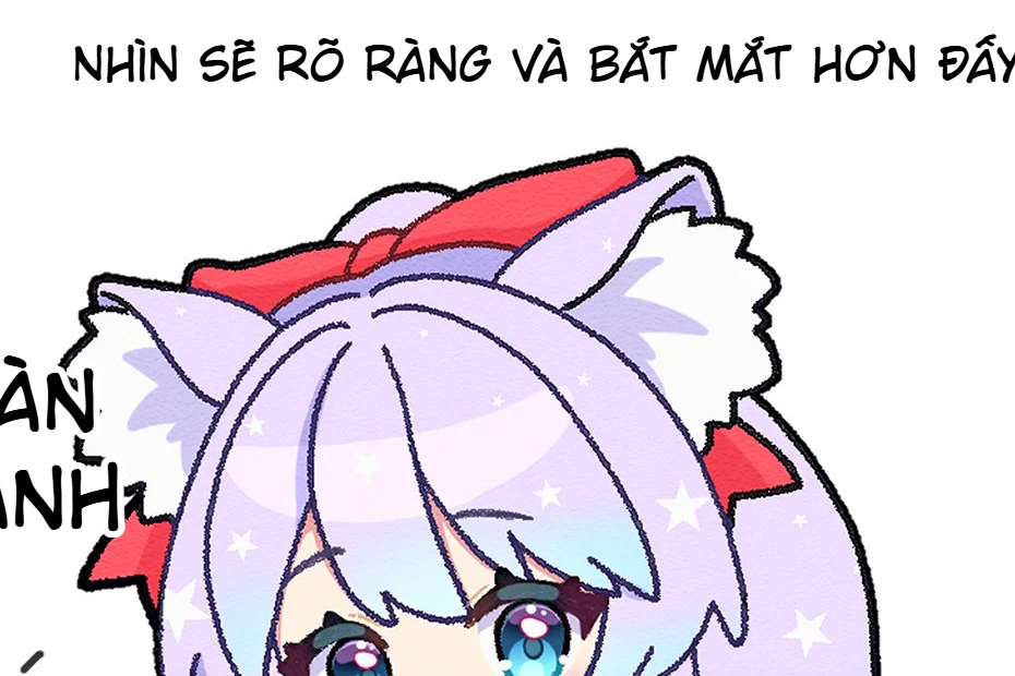 Cận cảnh phần đầu nhân vật chibi sau khi thêm đường viền ngoài quanh tóc, tai và phụ kiện đầu