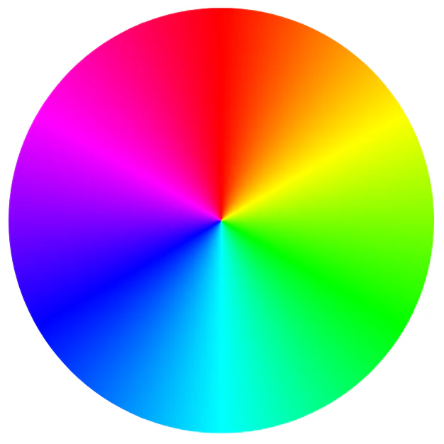 Vòng màu gradient RGB HSL HSV minh họa không gian hue dùng khi recolor và điều chỉnh palette trong digital art