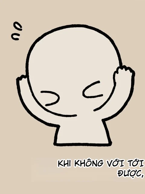 Ví dụ nhân vật chibi có cánh tay ngắn nên không với tới đỉnh đầu khi giữ nguyên pose