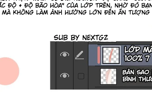 Cận cảnh bảng layer với một lớp Color 100% nằm trên lớp Normal, minh họa cách thiết lập chế độ hòa trộn Color