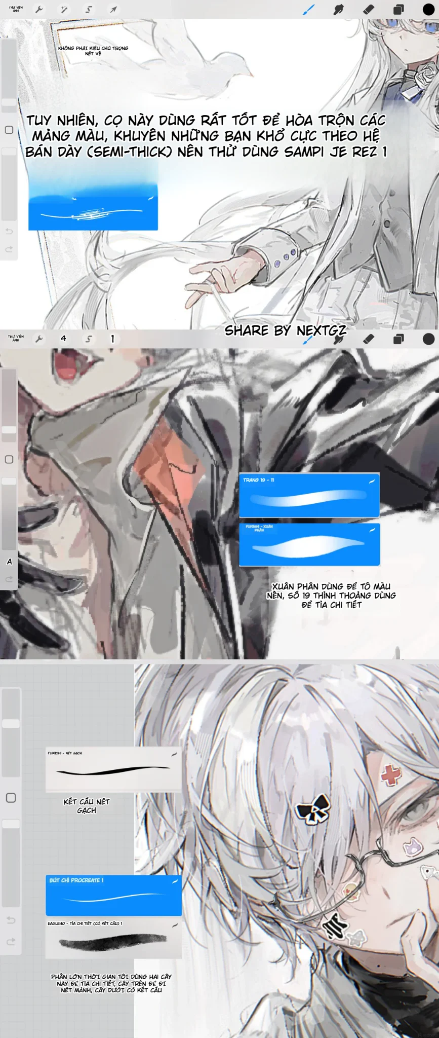 Bộ brush Procreate cho anime & chibi: lineart, semi-thick, block màu và tỉa chi tiết