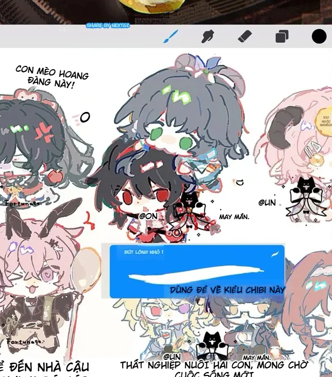 Ảnh crop brush Bút Lông Nhỏ 1 dùng để vẽ nhân vật chibi trong Procreate.